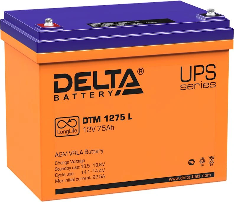 Батарея для ИБП Delta DTM 1275 L 12В 75Ач