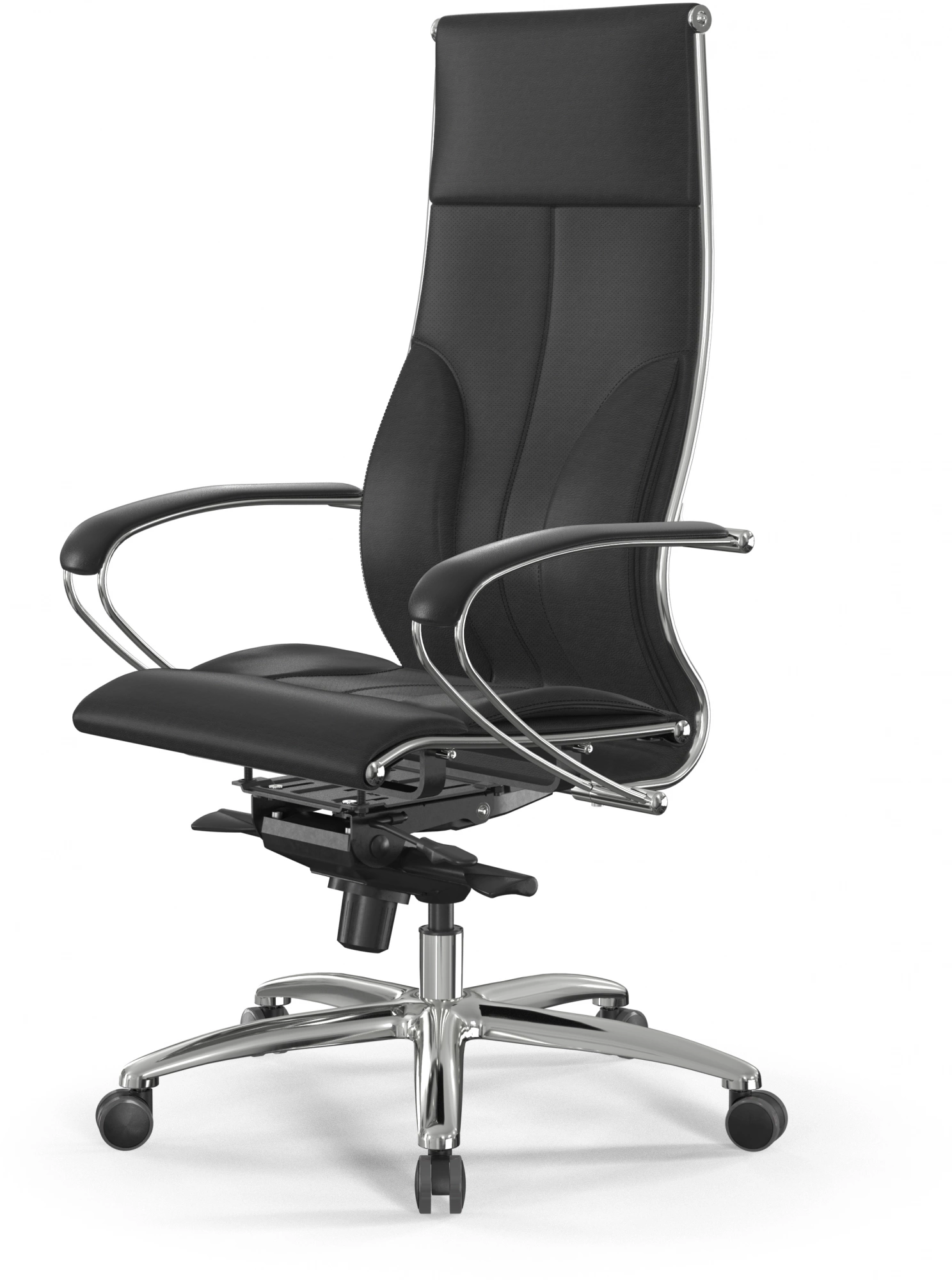 Кресло Метта Samurai Lux черный сиденье черный экокожа с подголов. крестов. алюминий хром