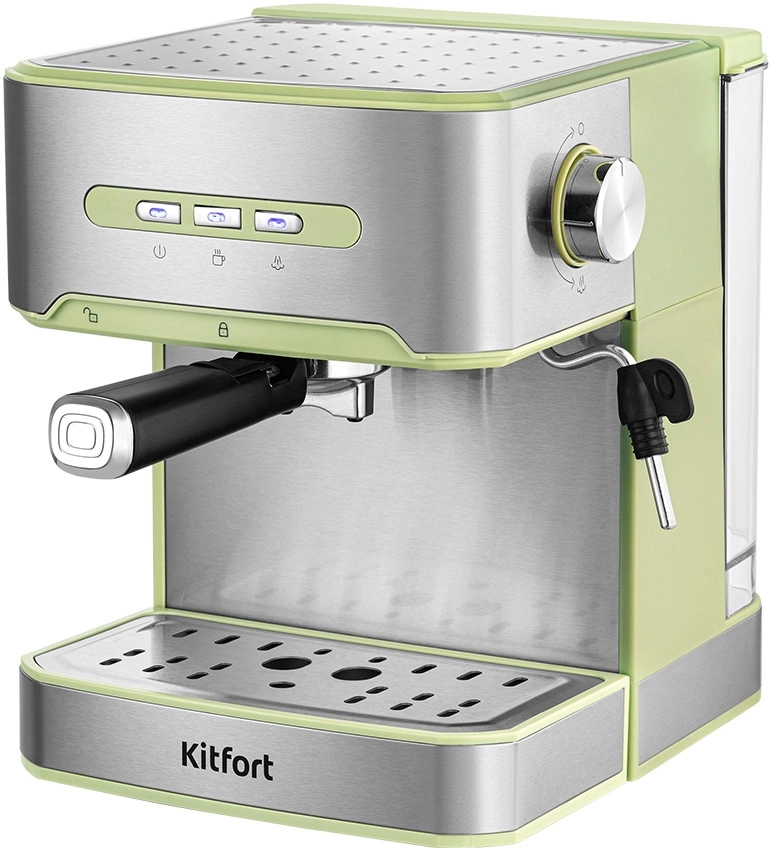 Кофеварка рожковая Kitfort КТ-7442 850Вт зеленый/нержавеющая сталь