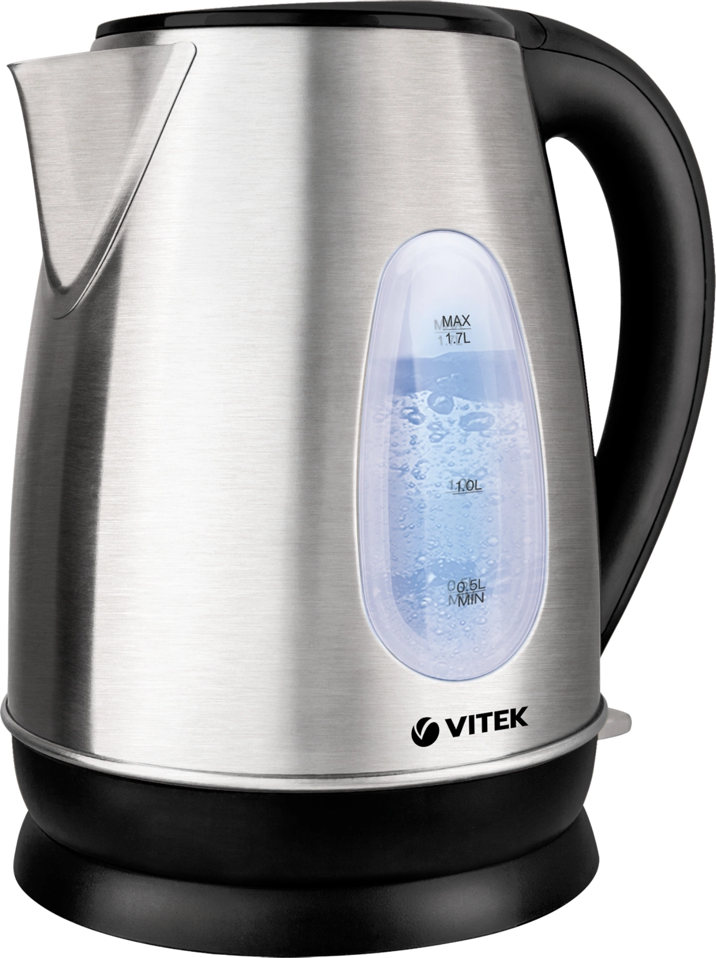 Чайник электрический Vitek VT-1134 1.7л. 2200Вт серебристый/черный корпус: нерж.сталь