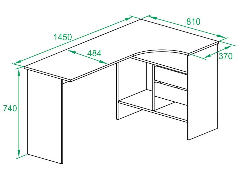 Стол для компьютера Сокол СПм-25 П столешница ЛДСП белый 145x74x81см (00-00010621)