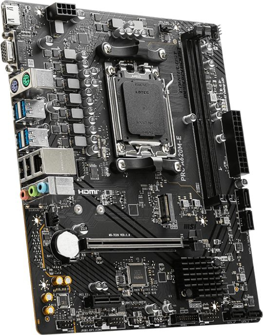 Материнская плата MSI PRO A620M-E Socket AM5 AMD A620 2xDDR5 mATX AC`97 8ch(7.1) GbLAN RAID+VGA+HDMI