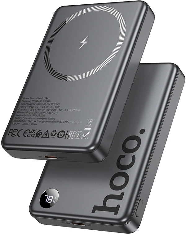 Мобильный аккумулятор Hoco Q34 Clever 10000mAh 20W 3A серый (44068)