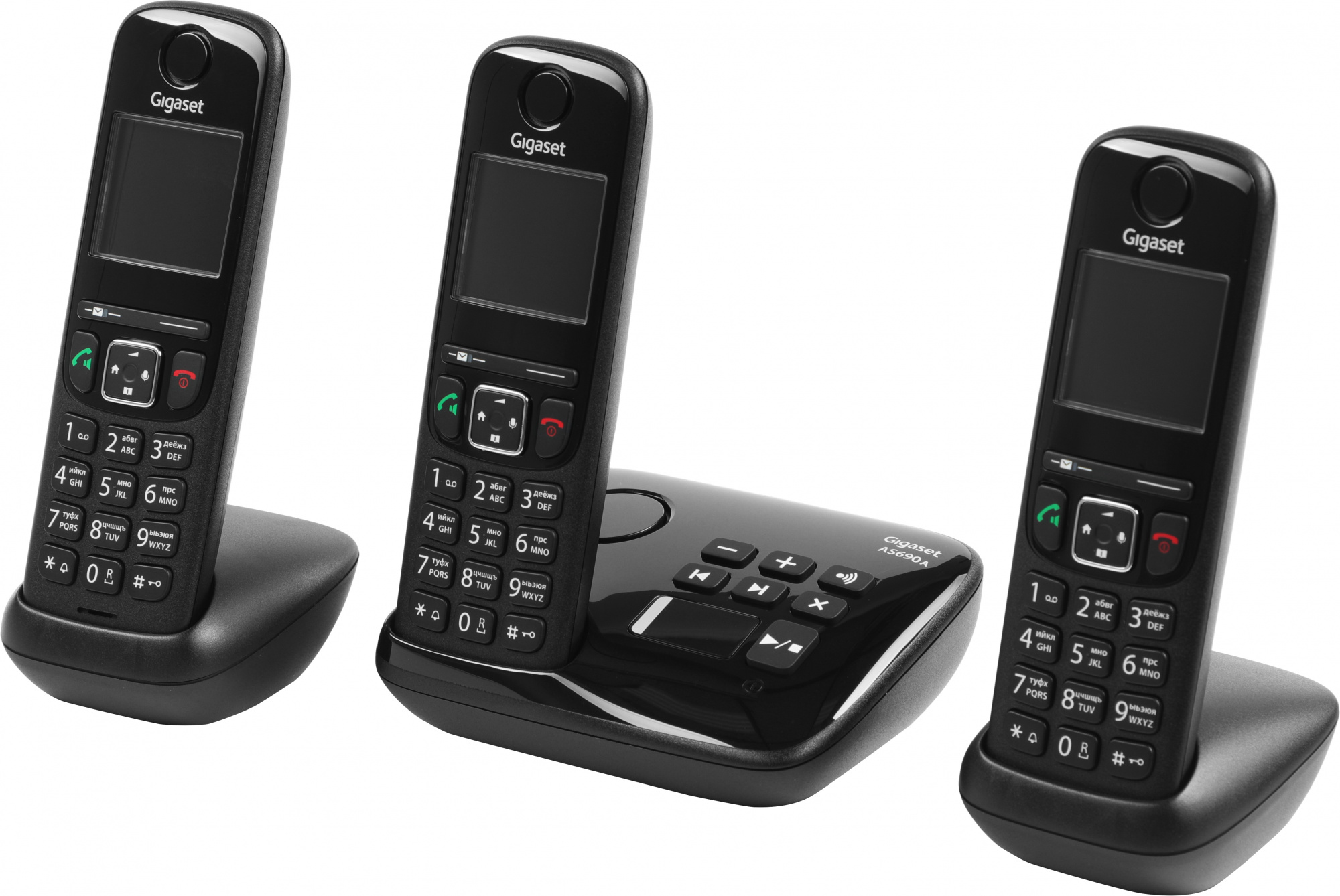 Р/Телефон Dect Gigaset AS690A Trio RUS черный (труб. в компл.:3шт) автооветчик АОН