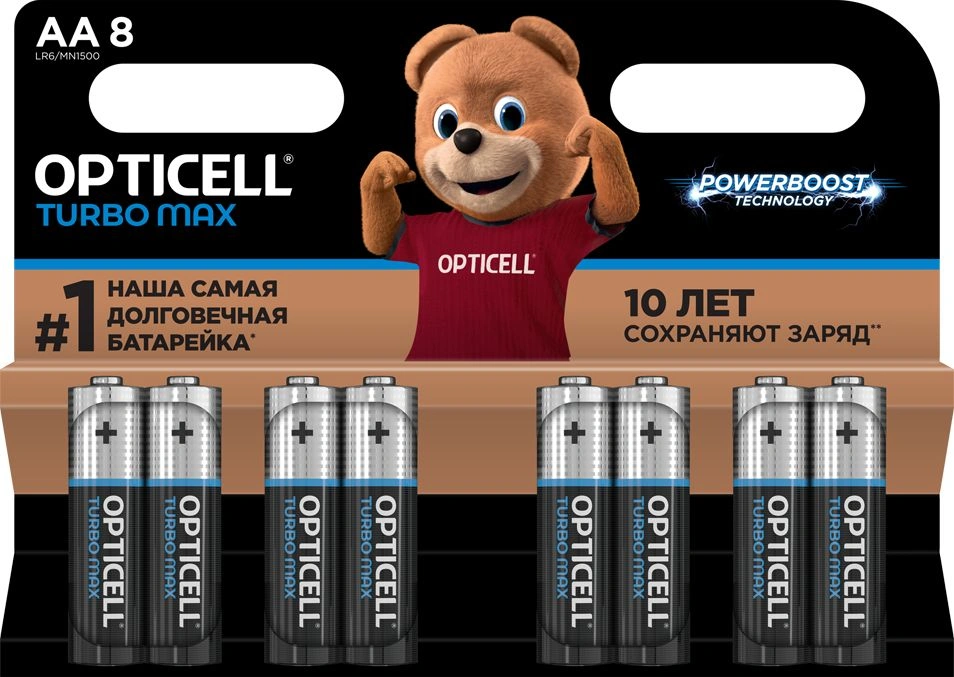 Батарея Opticell Turbo MAX LR6 AA (8шт) блистер