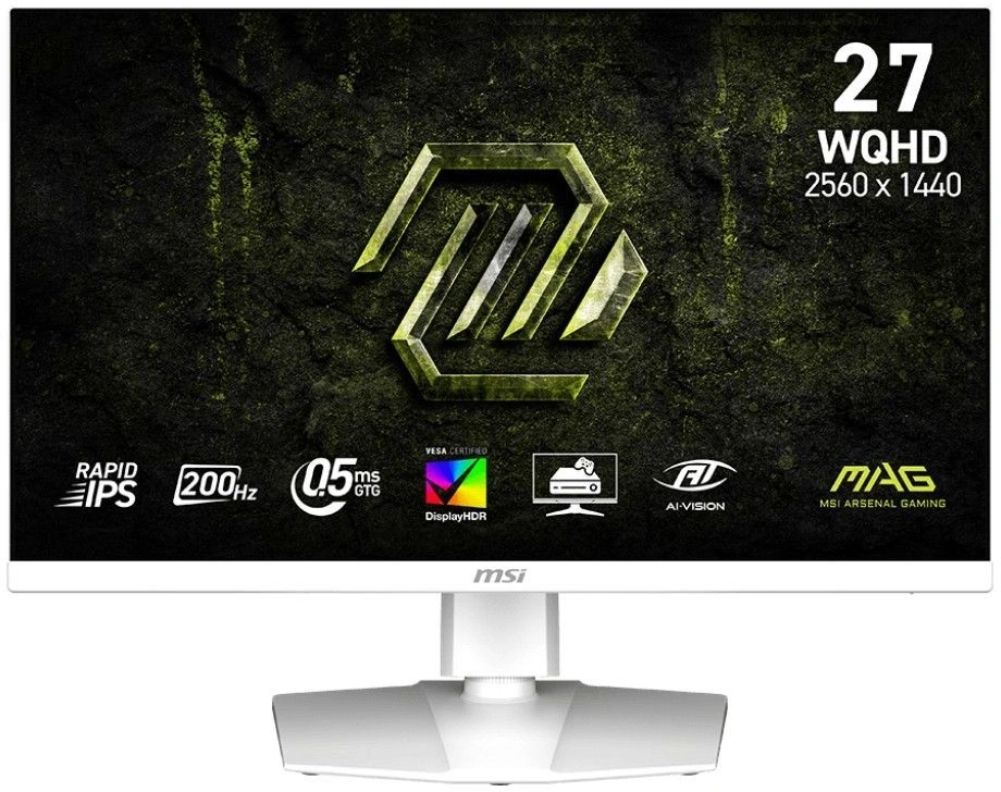 Монитор MSI 27" Mag 274QRFW E20 белый IPS LED 16:9 HDMI матовая HAS Piv 300cd 178гр/178гр 2560x1440 200Hz DP Quad 2K (1440p) 6.9кг