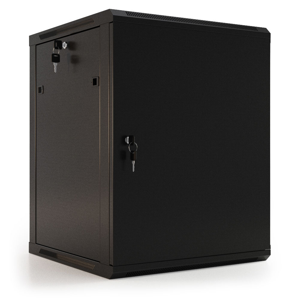 Шкаф коммутационный Hyperline (TWB-0945-SR-RAL9004) настенный 9U 600x450мм пер.дв.стал.лист 60кг черный