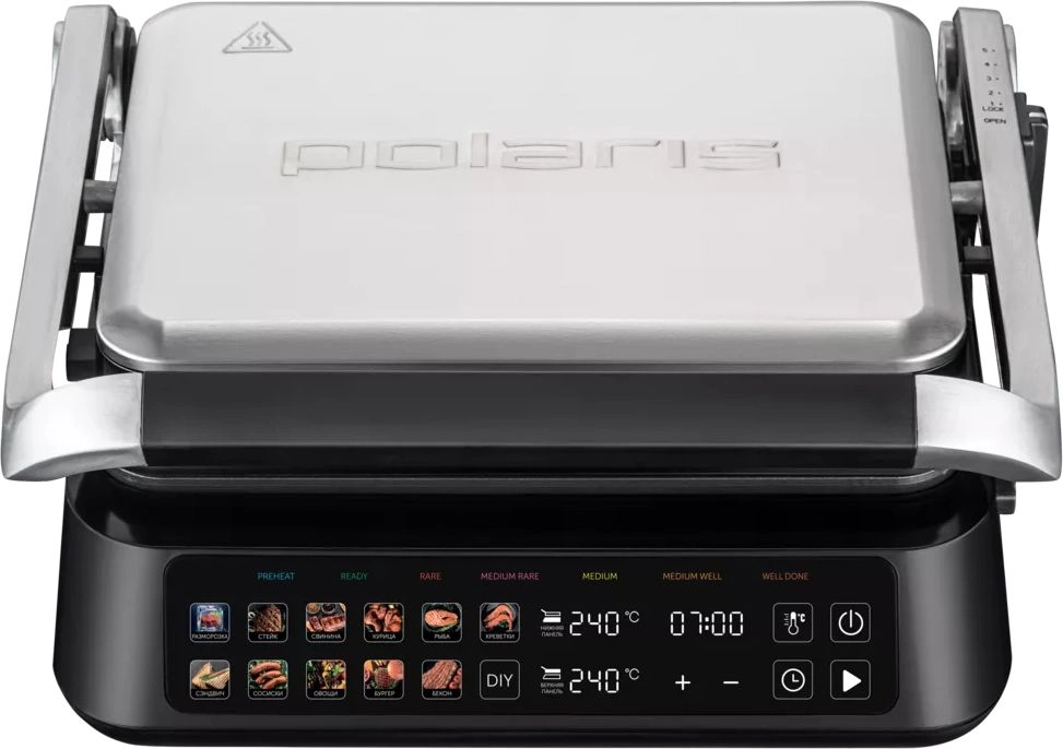 Электрогриль Polaris PGP 3018 2000Вт серебристый/черный