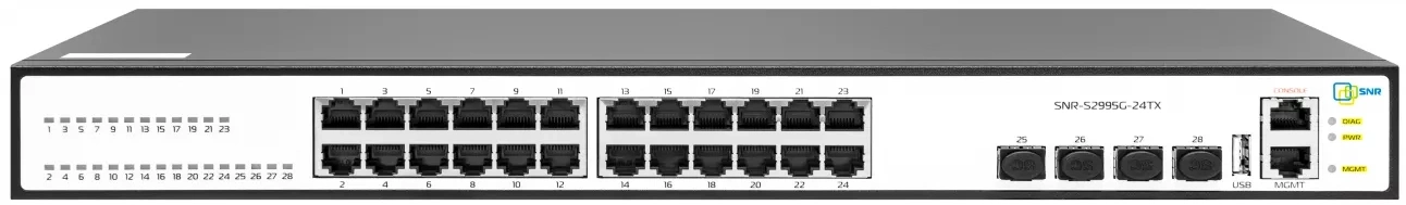 Коммутатор SNR SNR-S2995G-24TX (L3) 24x1Гбит/с 4SFP+ управляемый