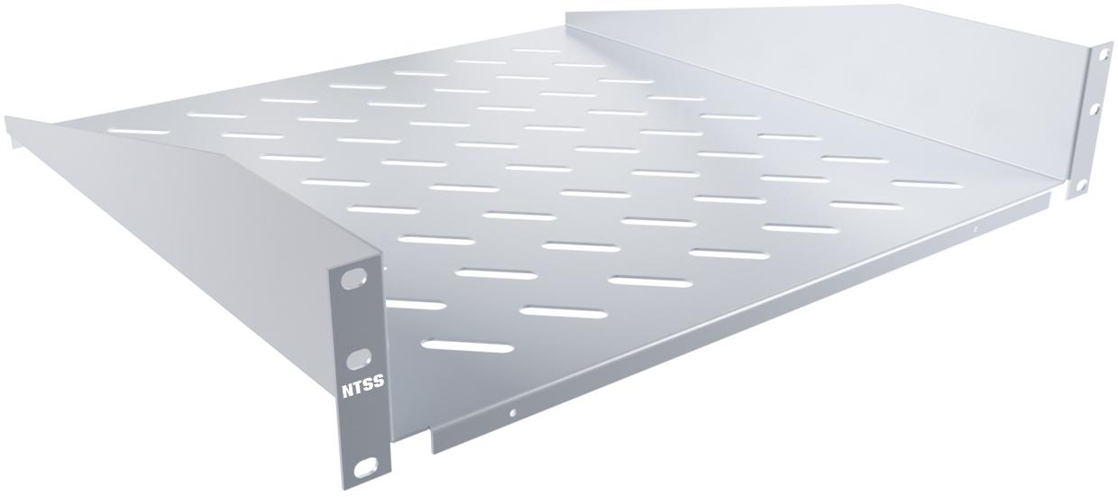 Полка стационарная NTSS NTSS-FF-450 2U нагр.:20кг. 19" 450мм серый