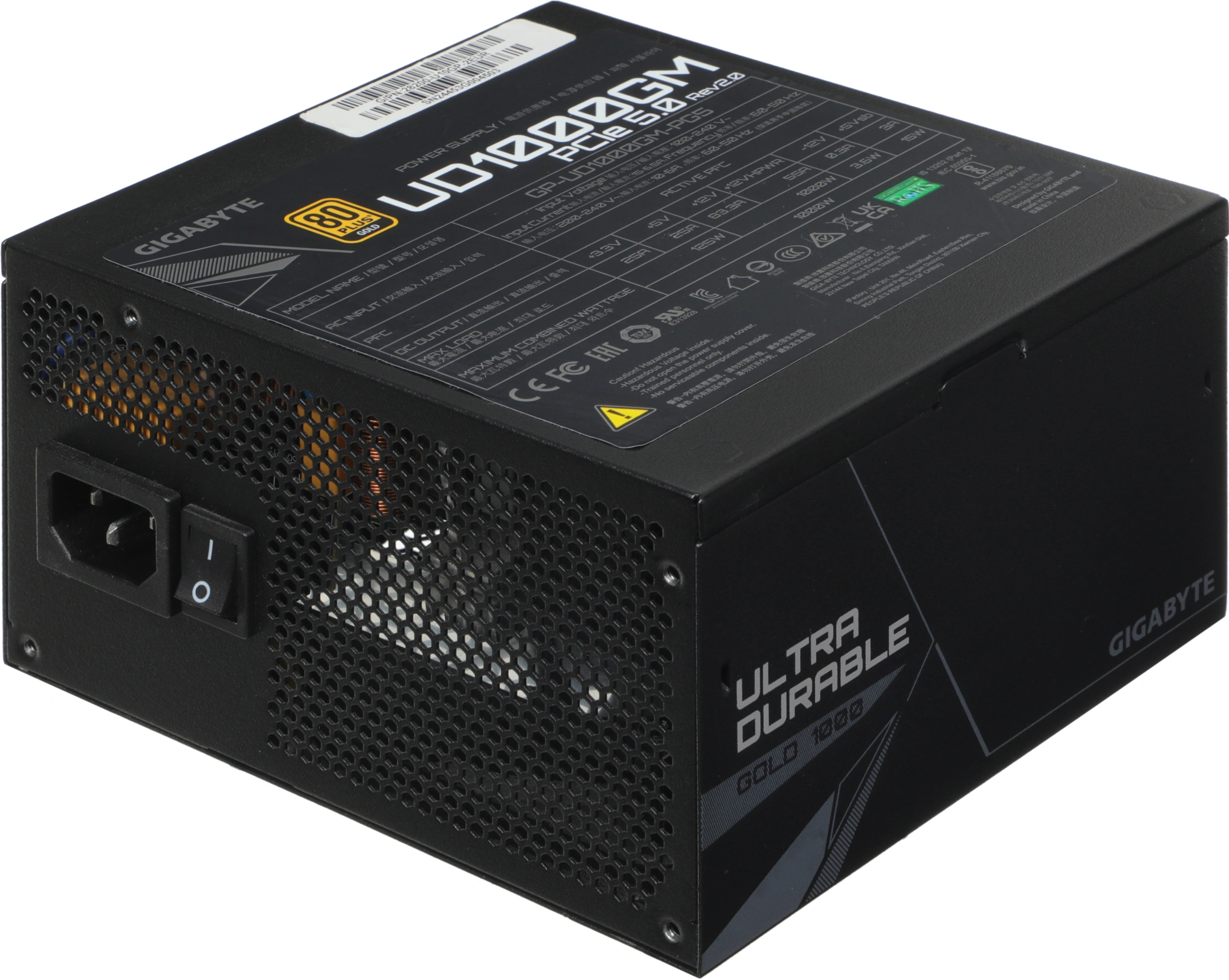 Блок питания Gigabyte ATX 1000W GP-UD1000GM PG5 V2 80+ gold (20+4pin) APFC 120mm fan 8xSATA Cab Manag RTL