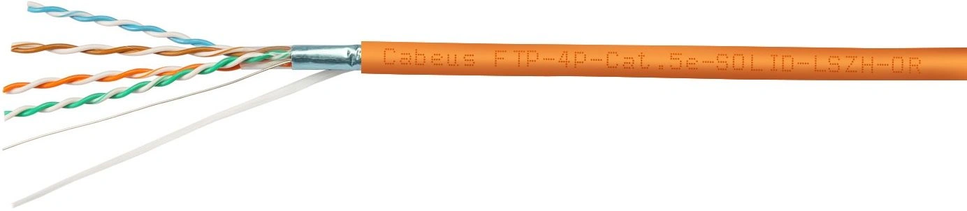 Кабель информационный Cabeus FTP-4P-CAT.5E-SOLID-LSZH кат.5E F/UTP 4 пары 24AWG LSZH внутренний 305м оранжевый