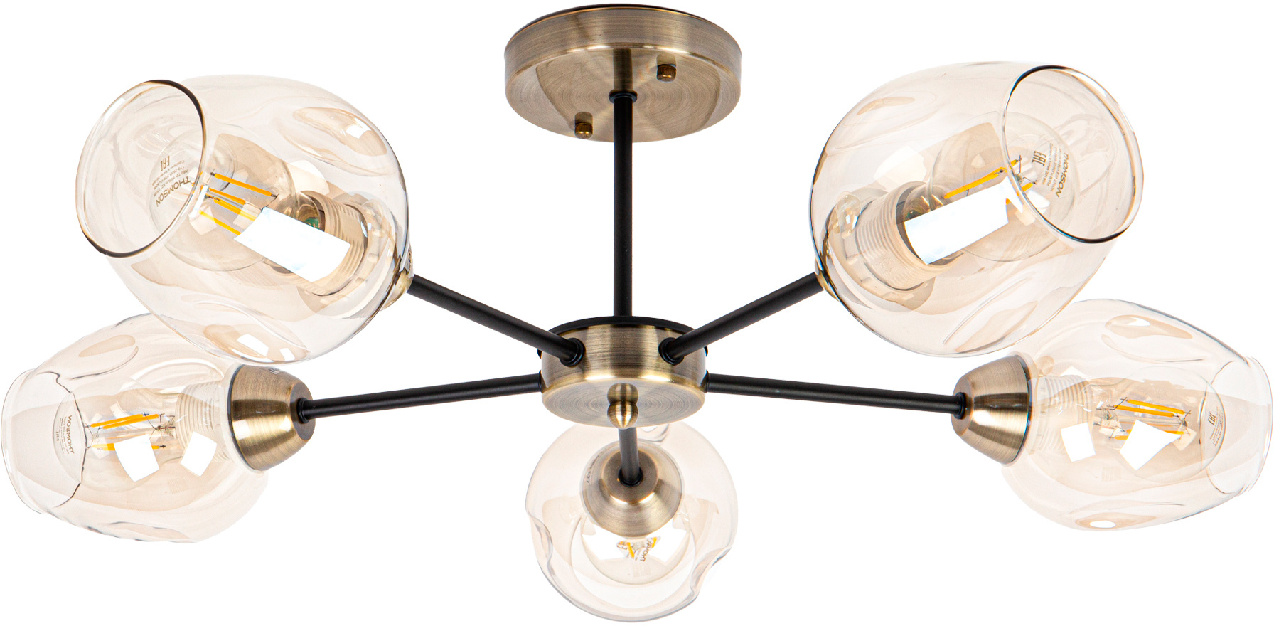 Люстра Hiper Louise H191-5 потолоч. бронза ант./черный