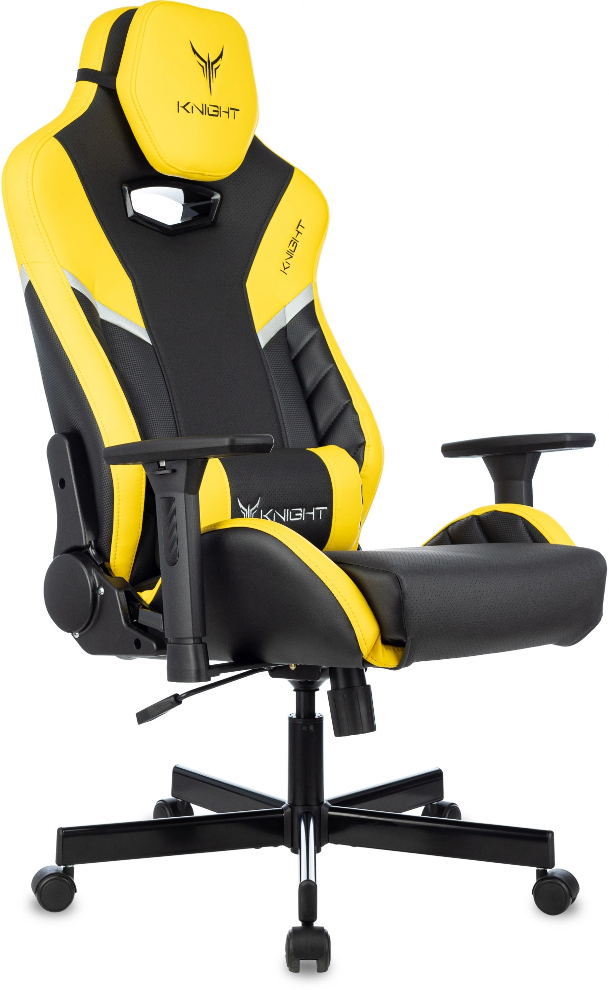 Кресло игровое Knight Thunder 5X черный/желтый экокожа крестов. металл