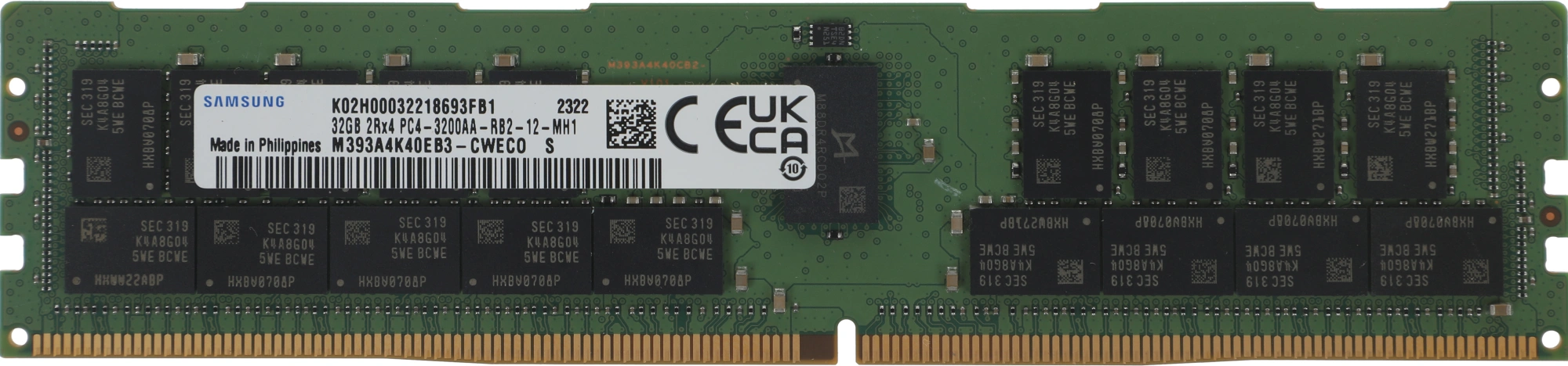Память DDR4 Samsung M393A4K40EB3-CWE (CWEBY) 32Gb DIMM ECC Reg PC4-25600 CL22 3200MHz