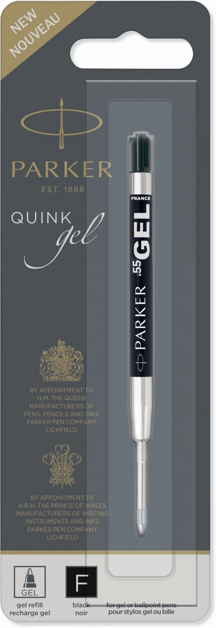 Стержень гелевый Parker Quink Z05 (2020762) F 0.5мм черные чернила для ручек шариковых блистер