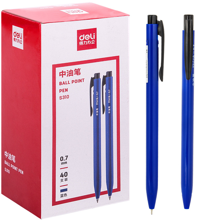 Ручка шариков. автоматическая Deli S310-BL синий син. черн. линия 0.7мм