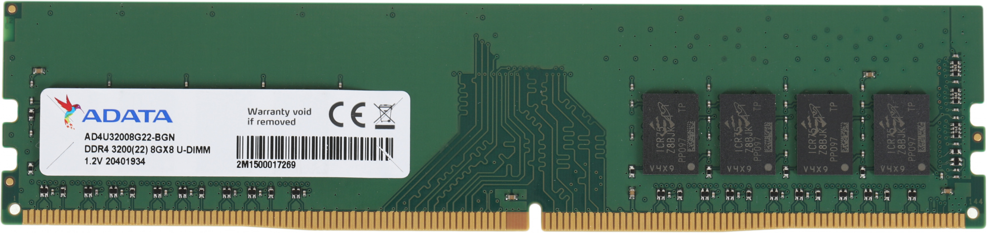 Память DDR4 8GB 3200MHz A-Data AD4U32008G22-BGN OEM PC4-25600 CL22 DIMM 288-pin 1.2В single rank OEM