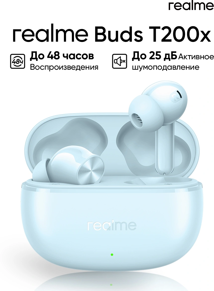Гарнитура внутриканальные Realme Buds T200x синий беспроводные bluetooth в ушной раковине (6941764467675)