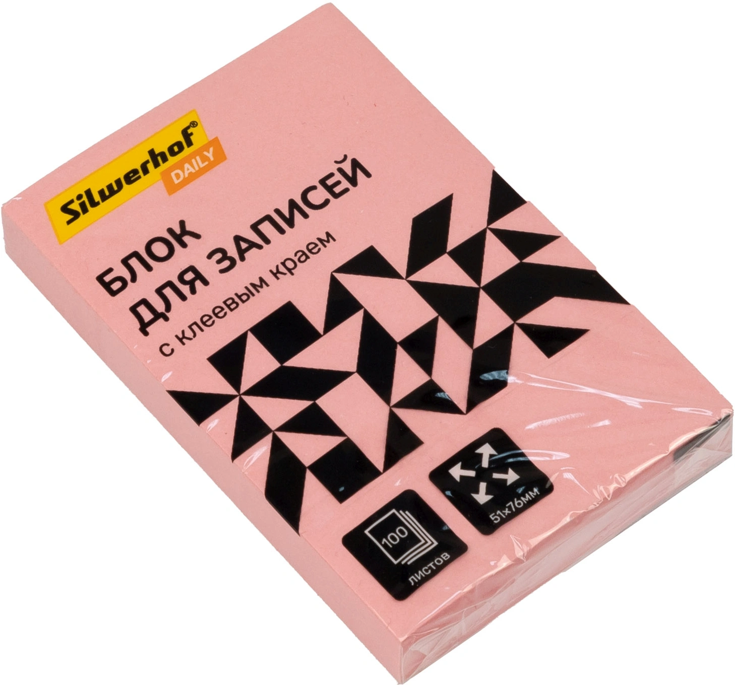 Блок самоклеящийся бумажный Silwerhof Daily 51x76мм 100лист. 75г/м2 пастель розовый