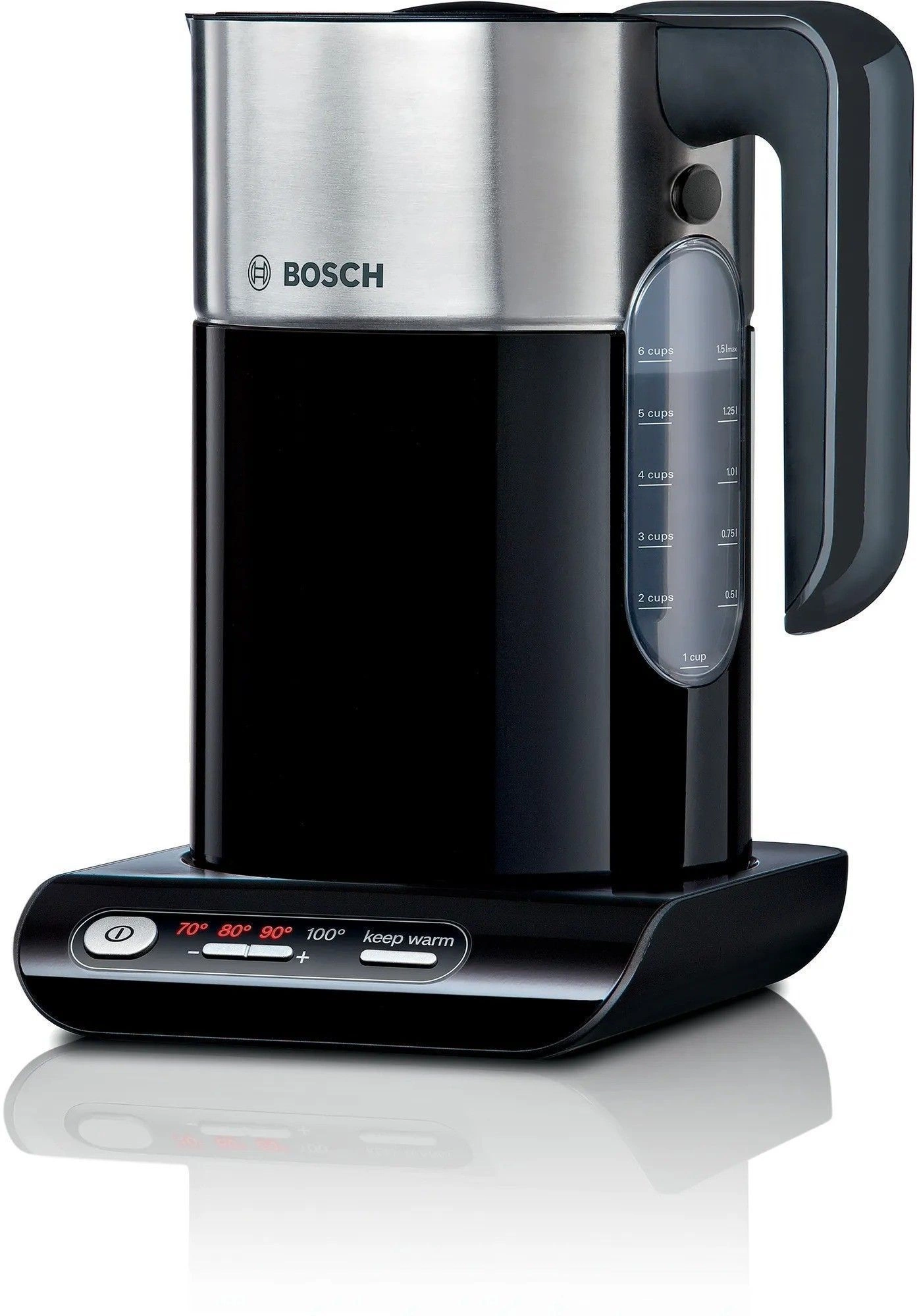 Чайник электрический Bosch TWK8613P 1.5л. 2400Вт черный/серебристый корпус: металл/пластик