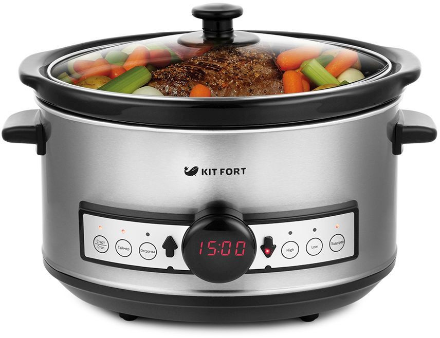 Медленноварка Kitfort КТ-212 3.5л 220Вт серебристый/черный