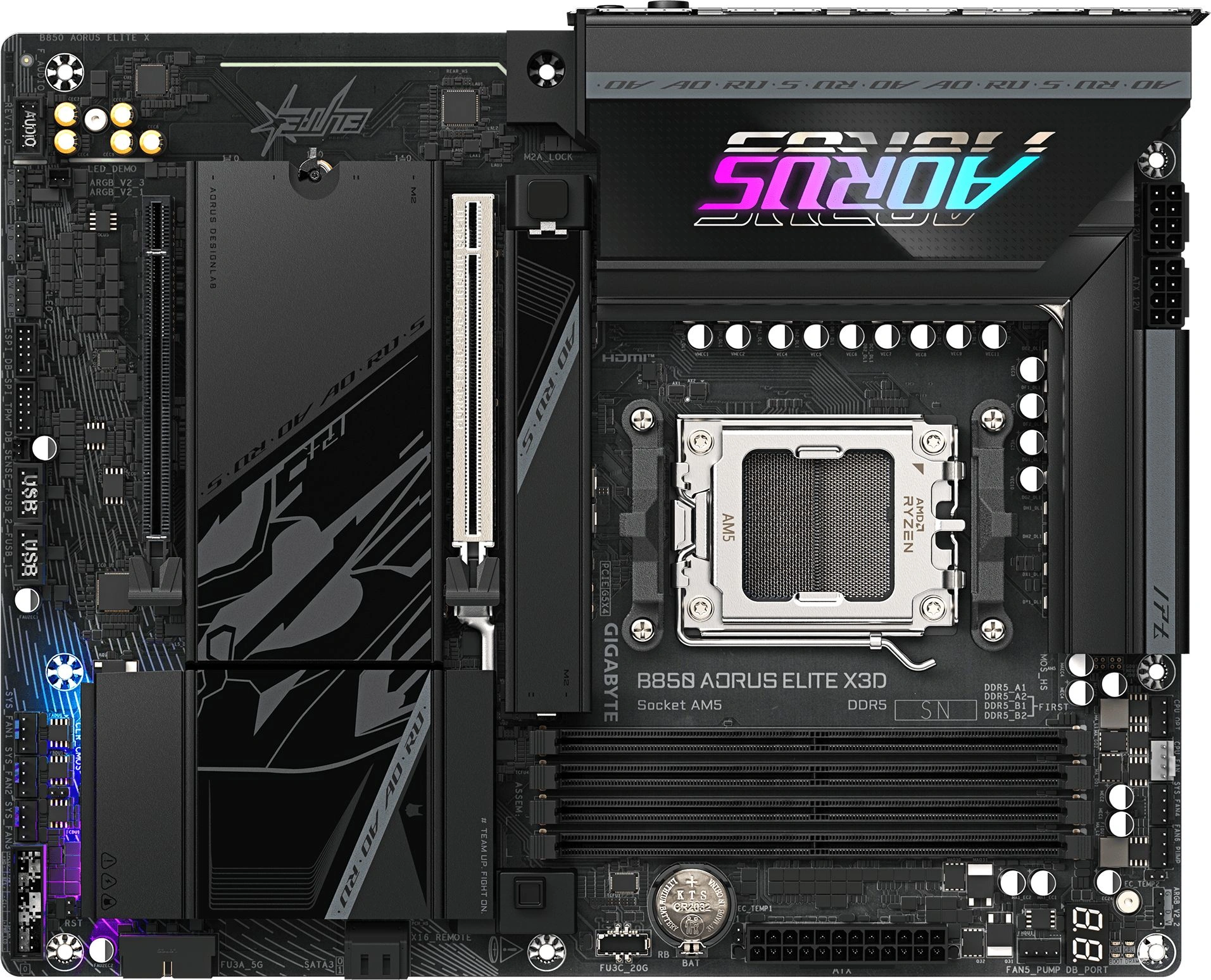 Материнская плата Gigabyte B850 AORUS ELITE X3D Socket AM5 AMD B850 ATX AC`97 8ch(7.1) 5Gigabit RAID+HDMI