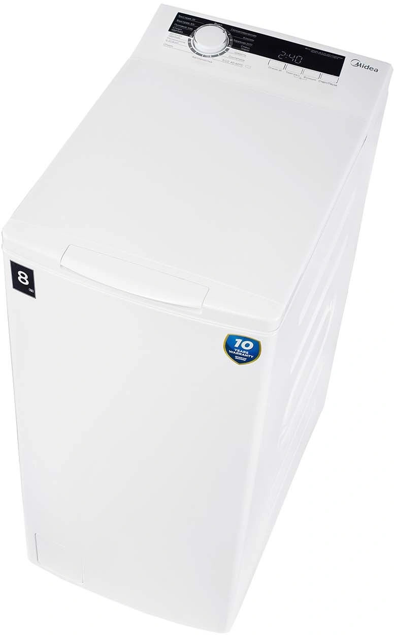 Стиральная машина Midea MFE05W80B/W-RU класс: A загр.вертикальная макс.:8кг белый инвертор