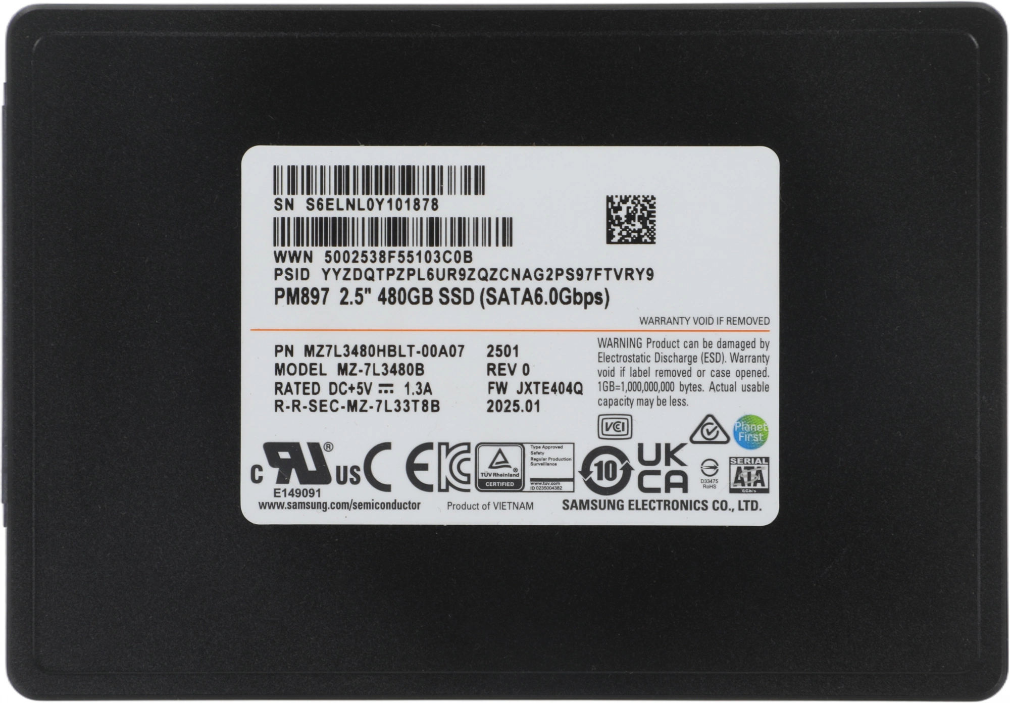 Накопитель SSD Samsung SATA-III 480GB MZ7L3480HBLT-00A07 PM897 2.5" 3 DWPD OEM