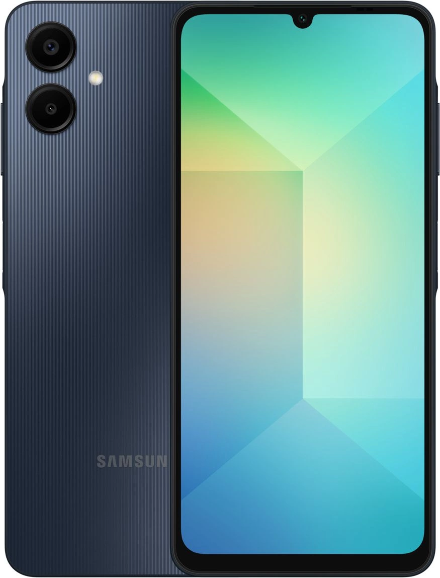 Смартфон Samsung SM-A065F Galaxy A06 128Gb 6Gb черный моноблок 3G 4G 2Sim 6.7" 720x1600 Android 14 50Mpix 802.11 a/b/g/n/ac GPS GSM900/1800 GSM1900 microSD max1024Gb