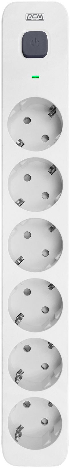 Сетевой фильтр Powercom SP-06W 1.8м (6 розеток) белый/серый (коробка)