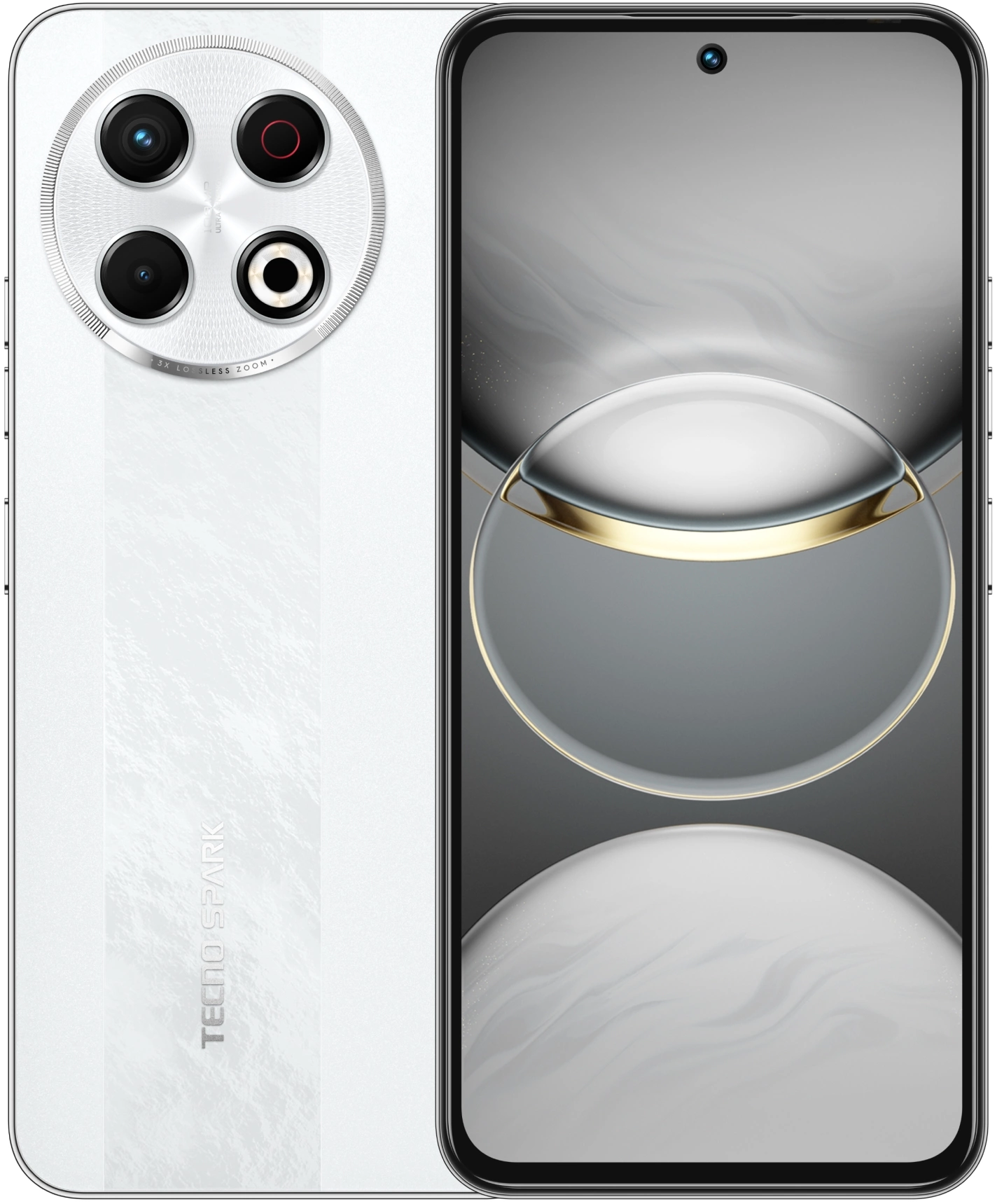 Смартфон Tecno Spark 30 Pro 128Gb 8Gb белый моноблок 3G 4G 2Sim 6.78" 1080x2436 Android 14 108Mpix 802.11 a/b/g/n/ac NFC GPS GSM900/1800 Protect FM microSD max1024Gb