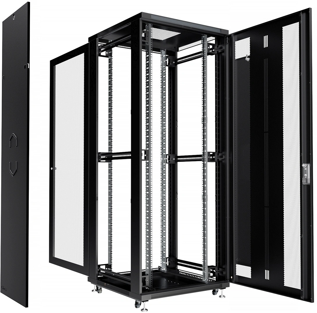 Шкаф серверный Cabeus (ND-05C-42U80/100-BK) напольный 42U 800x1000мм пер.дв.перфор. задн.дв.перфор. 800кг RAL 7035 900мм 132кг 220град. 2055мм IP20 сталь