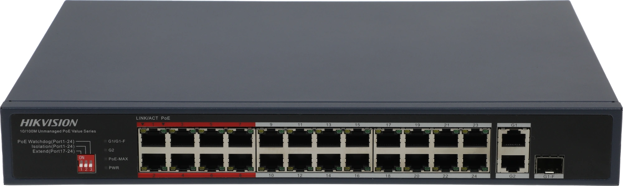 Коммутатор Hikvision DS-3E0326P-E/M(C) (L2) 25x100Мбит/с 1SFP 24PoE 230W неуправляемый