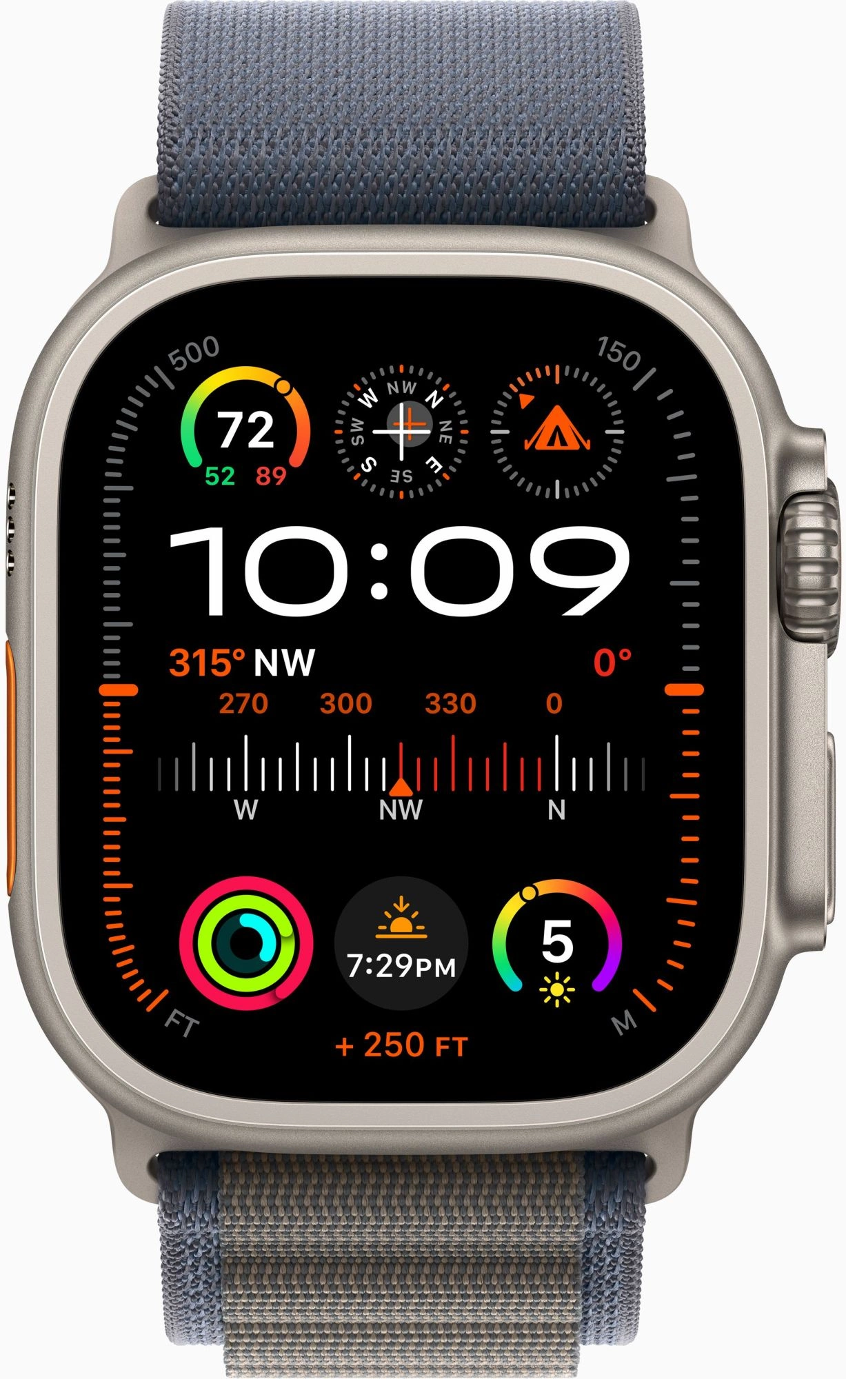 Смарт-часы Apple Watch Ultra 2 A2986 49мм OLED корп.титан Alpine loop рем.синий разм.брасл.:160-210мм (MREQ3LW/A)