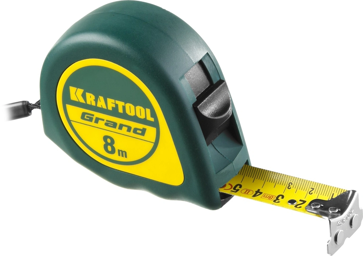 Рулетка строительная Kraftool Grand дл.полотна 8м изм.шкала в см зацеп простой зеленый (34022-08-25)
