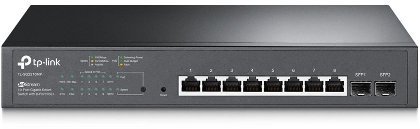 Коммутатор TP-Link SG2210MP (L2+) 8x1Гбит/с 2SFP 8PoE+ 150W управляемый