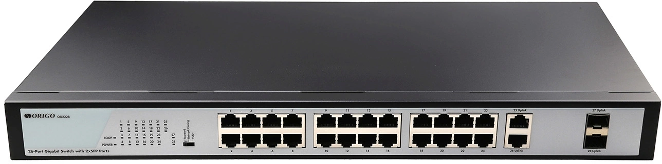 Коммутатор Origo OS2228 OS2228/A1A (L2) 26x1Гбит/с 2SFP неуправляемый