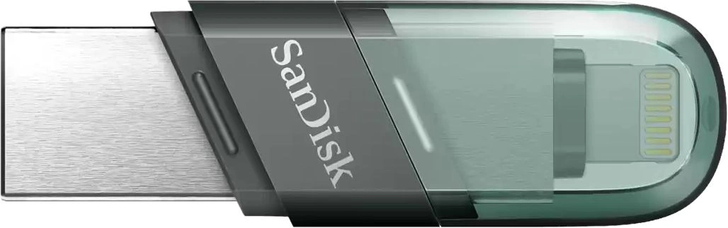 Флеш Диск Sandisk 64GB iXpand Flip SDIX90N-064G-GN6NN USB3.1 зеленый/серебристый