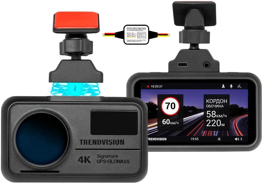 Видеорегистратор TrendVision TDR-725 Real 4K Max черный 8Mpix 2160x3840 2160p 170гр. GPS NT96670