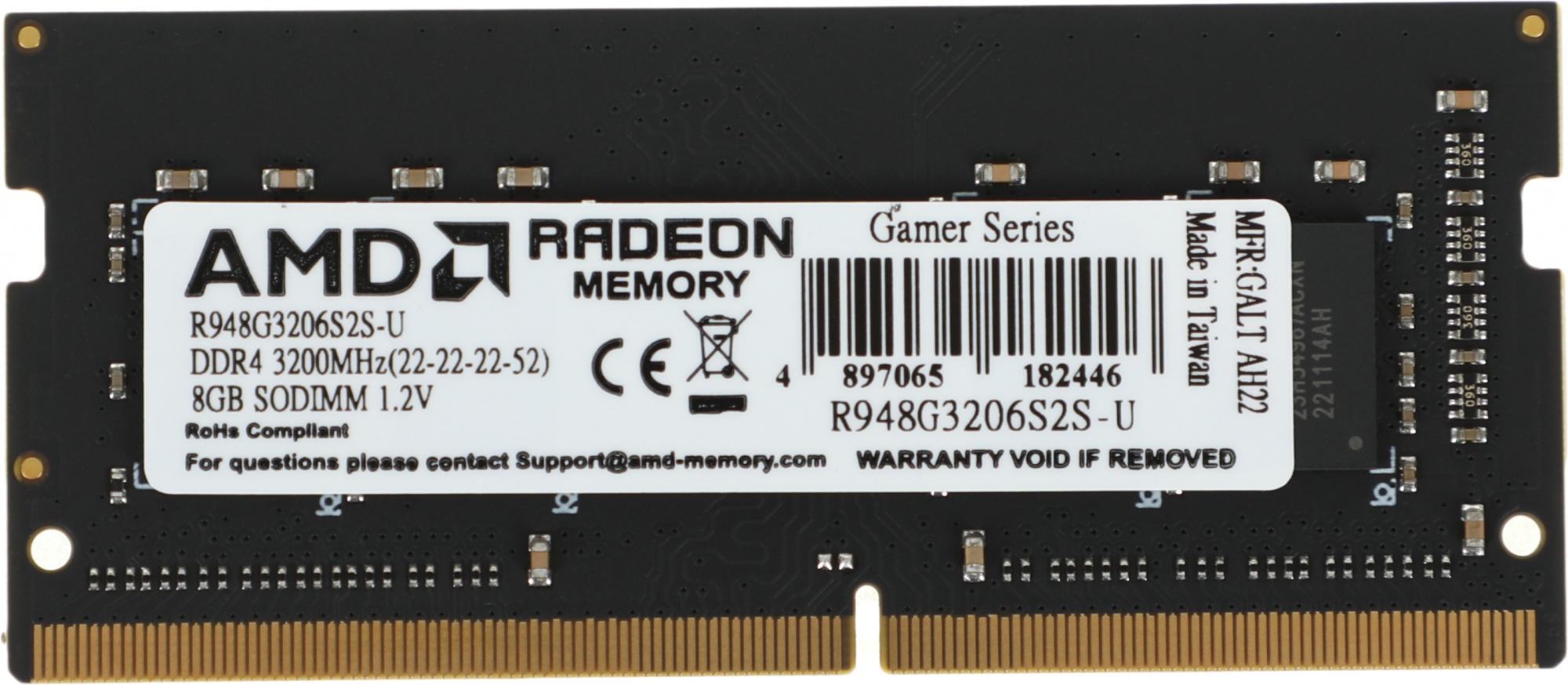Память DDR4 8GB 3200MHz AMD R948G3206S2S-U Radeon R9 Gamer Series RTL PC4-25600 CL22 SO-DIMM 260-pin 1.2В Ret