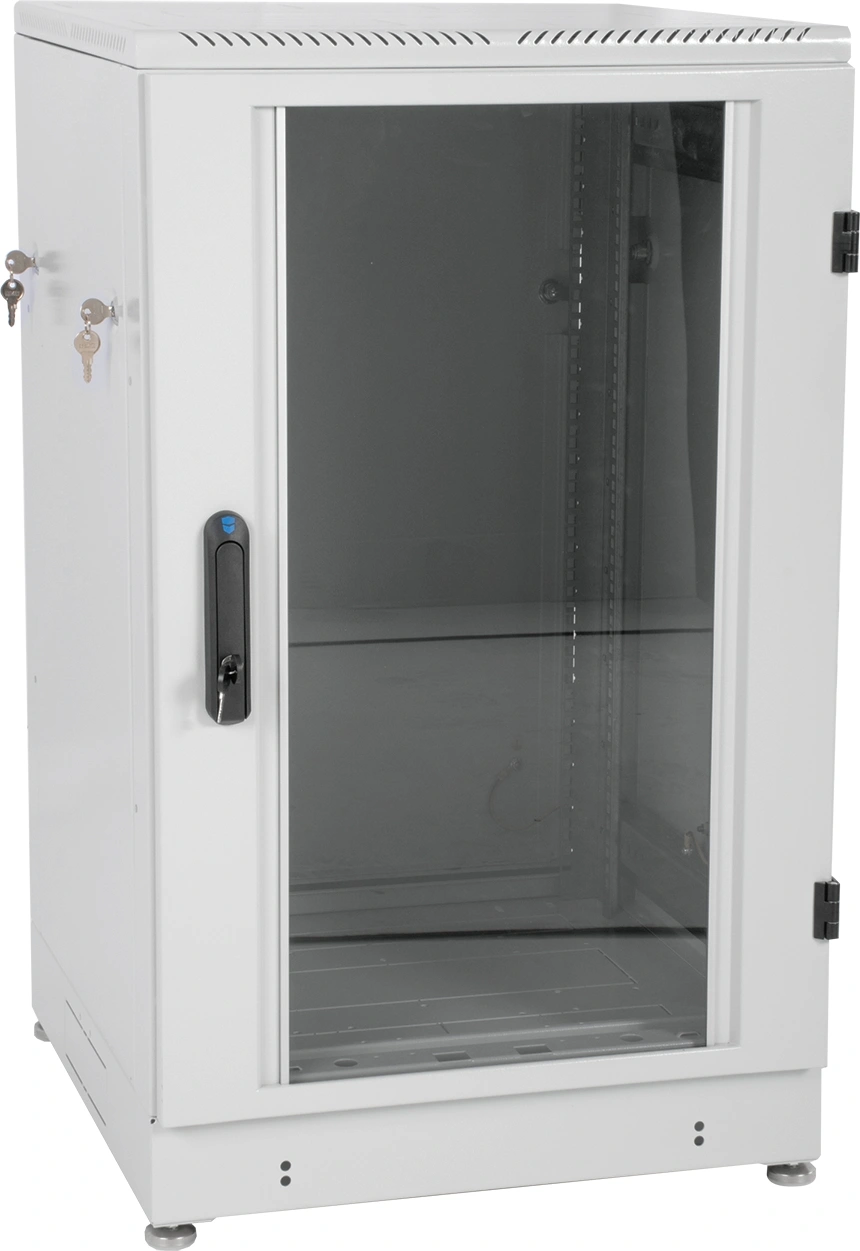 Шкаф коммутационный ЦМО (ШТК-М-24.6.6-1ААА) напольный 24U 600x600мм пер.дв.стекл 2 бок.пан. 700кг серый 455мм 60кг 180град. 1245мм IP20 металл