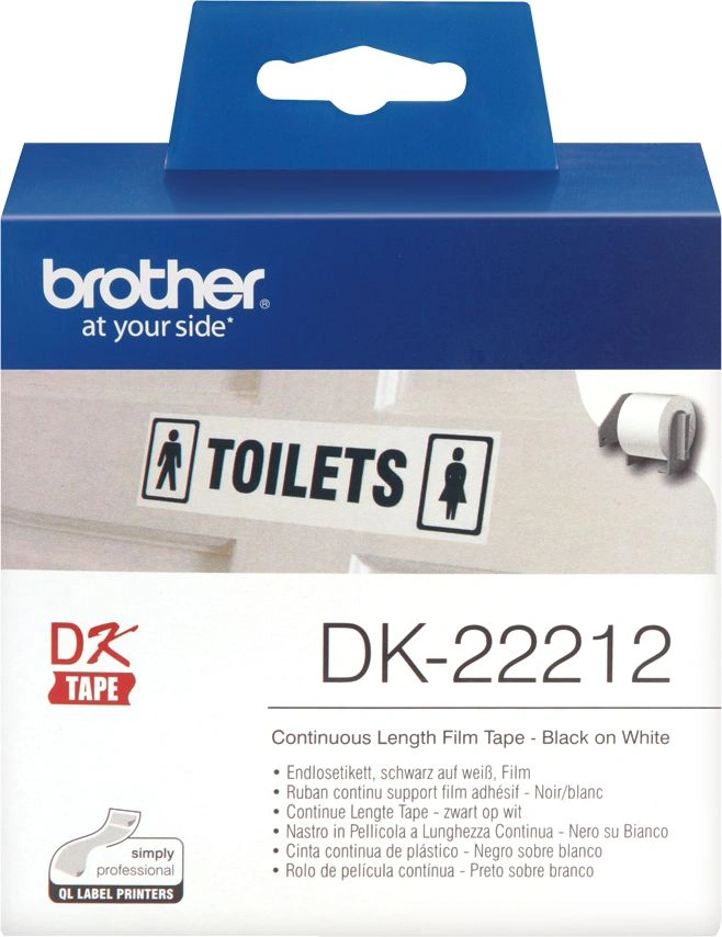 Картридж ленточный Brother DK22212 черный на белом 62x15.2 белый для Brother QL-570