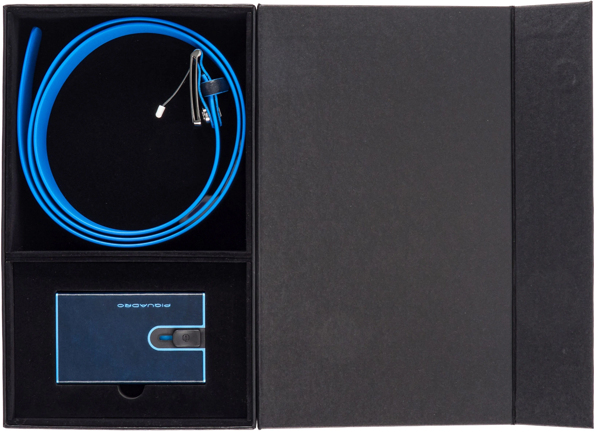 Набор подарочный мужской Piquadro Blue Square CUBOX15B2R/BLU2 ремень/чехол для кредитных карт 125х3.5см синий натур.кожа