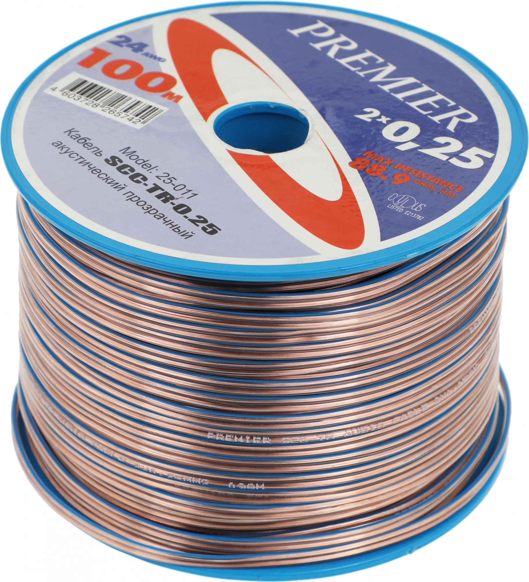 Кабель акустический Premier SCC-TR CCA 100м. прозрачный (25-011 100)