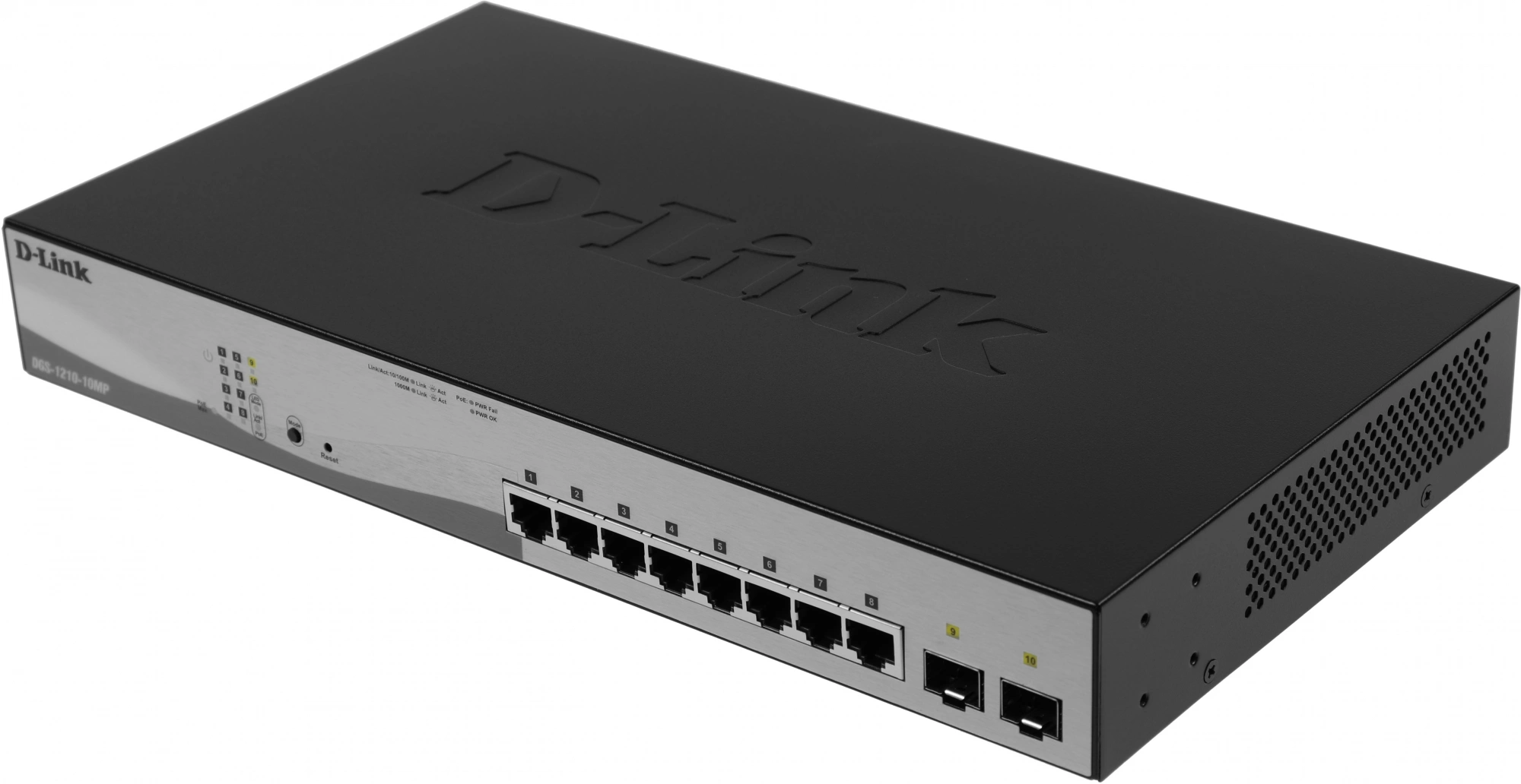 Коммутатор D-Link DGS-1210-10MP/F3A (L2) 8x1Гбит/с 2SFP 8PoE 130W настраиваемый