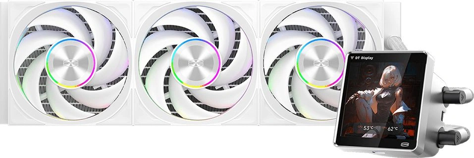 Система водяного охлаждения PcCooler DT360 Display ARGB Soc-AM5/AM4/1200/1700/1851 белый 4-pin 15-33.1dB Al LCD 320W Ret (DT360-WHAWXY-GL) Система водяного охлаждения PcCooler DT360 Display ARGB Soc-AM5/AM4/1200/1700/1851 белый 4-pin 15-33.1dB Al LCD 320W Ret (DT360-WHAWXY-GL)