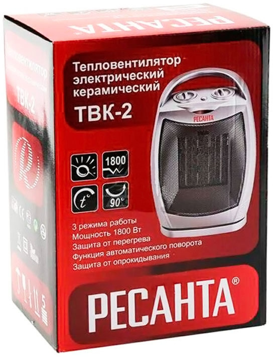 Тепловентилятор Ресанта ТВК-2 1800Вт серебристый/черный