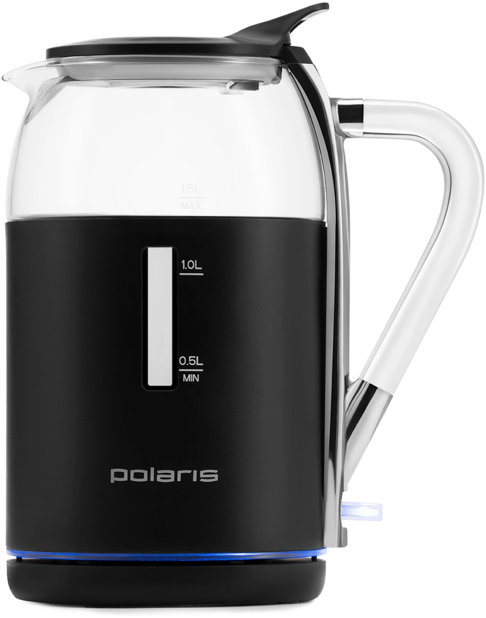 Чайник электрический Polaris PWK 1563CGL 1.5л. 2200Вт черный/прозрачный корпус: пластик/стекло