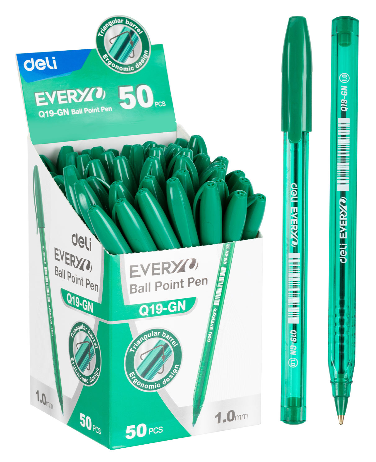 Ручка шариков. Deli EQ19-GN зеленый d=1мм зел. черн.